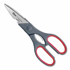 CLAUSS Shears: Ambidextrous, 8 1/4 in Overall Lg, Serrated, Titanium Bonded, Pointed, Gray (MPN 18052). Key specifications — attr308500: Titanium Bonded; attr308502: Gray; attr308505: Ambidextrous; attr308522: Multipurpose; attr324896: CLAUSS.