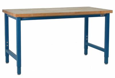 BENCHPRO Workbench: Adj Ht, Butcher Block, 120 in x 30 in, 6,600 lb Overall Load Capacity - Heavy-Duty Open-Base Workstations