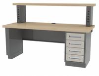 GREENE MANUFACTURING, INC. Workbench: Fixed Ht, Hardwood, 60 in x 30 in, Gray, Gray, Drawers/Riser (MPN DT-5AD-Z). Key specifications — Height Adjustability: Fixed Height; Brand: GREENE MANUFACTURING, INC.; Color: Gray.