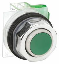 SCHNEIDER Extended Push Button Operator: Non-Illuminated, Extended Profile, Metallic, 30 mm, 1NO (MPN 9001KR3GH5). Key specifications — Brand: SCHNEIDER; Action: Momentary; Series: 9001K; Push Button Material Type: Metallic.