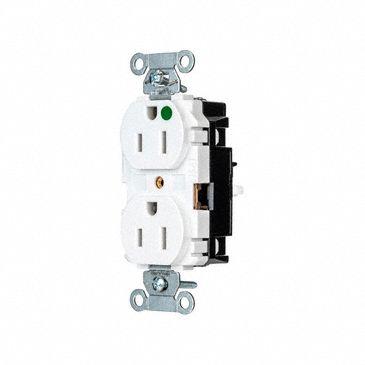 HUBBELL Receptacle: Hospital Grade, Duplex, 5-15R, White, 125V AC, 15 A - General Purpose Receptacles