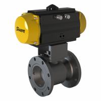 SHARPE Pneumatically Actuated Two-Way Ball Valve: 4 in Size, Carbon Steel, Flange x Flange (MPN 4350034460). Key specifications — Brand: SHARPE; Pilot Solenoid Voltage: Not Included.