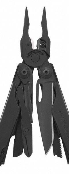 LEATHERMAN Multi Tool Plier: Multi-Tool Plier, 19 Tools, 19 Functions, 4 1/2 in Closed Lg, Black (MPN 831105). Key specifications — attr15951: LEATHERMAN; attr15966: Tool Only; attr10312: Black; attr15960: Wood/Metal File; attr15963: Stainless Steel; attr15971: Multi-Tool Plier; attr15972: Regular Pliers; attr15977: Fold Open.