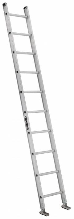 LOUISVILLE LADDER Straight Ladder: 10 ft Ladder Size, Aluminum, 300 lb Load Capacity, 18 lb Wt (MPN AE2110). Key specifications — Color: Silver; Brand: LOUISVILLE LADDER; Included Features: Mar-Resistant End Caps; Shoe Type: Swivel Safety.