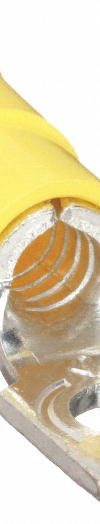 3M Fork Terminals: Yellow, Vinyl, #6 Stud Size, 12 AWG – 10 AWG Wire Range, Locking Fork, 1,000 V (MPN LFV10-6Q). Key specifications — Barrel Style: Butted; Manufacturer Part Number: LFV10-6Q; Brand: 3M; Series: LFV10.
