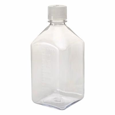 NALGENE Graduated Bottle: 1 L, 32 fl oz, Polycarbonate, Colorless - Polycarbonate Rectangular Lab Bottles