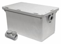 ENDURA Grease Interceptor: 50 lb Capacity, 25 gpm Flow Rate, 19 in Overall Wd, 31 1/4 in Overall Lg (MPN 3925XTA02). Key specifications — Material: Plastic; Includes: Flow Control; Brand: ENDURA.