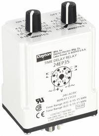 DAYTON Single Function Time Delay Relay: Socket Mounted, 24V AC/DC, 10 A, 8 Pins/Terminals (MPN 24EP35). Key specifications — Brand: DAYTON.