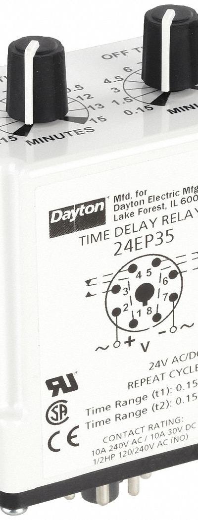 DAYTON Single Function Time Delay Relay: Socket Mounted - Socket-Mounted Relays