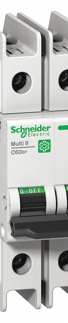 SCHNEIDER ELECTRIC IEC Miniature Circuit Breaker: 8 A Amps, 14kA at 120/240V AC, Screw Clamp, C60BP (MPN M9F43208). Key specifications — attr195863: Not Rated; attr211132: SCHNEIDER; attr195864: 14kA at 120/240V AC; attr195865: Screw Clamp; attr195867: 240/277/480V AC.
