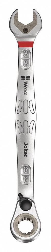 WERA Combination Wrench: Alloy Steel, Nickel Chrome, 3/8 in Head Size, 6 1/4 in Overall Lg, Offset (MPN 05020076001). Key specifications — attr309600: 3/8 in; attr309611: Nickel Chrome; attr309610: Alloy Steel; attr309604: Yes; attr309612: No; attr309613: No; attr309615: No; attr324932: WERA.