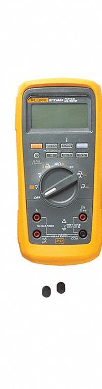 FLUKE Digital Multimeter: TRMS, CAT III 1000V/CAT IV 600V, 10 A Max AC Current Measurement, IP67 (MPN FLUKE-87V-MAX/E2 KIT). Key specifications — Brand: FLUKE; Calibration Certificate Included: No Certification Included; Instrument Safety Rating: CAT IV 600V; Instrument Counts: 6,000.