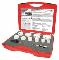 ROTHENBERGER Hole Saw Kit: 12 Pieces, 38 mm Max. Cutting Dp, High Speed Steel, 7 Teeth per Inch (MPN 126303). Key specifications — attr1098178: 7; attr1098172: ROTHENBERGER.