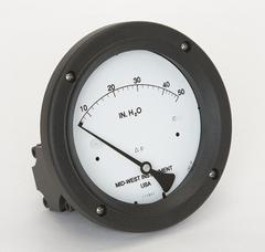MIDWEST INSTRUMENT Differential Pressure Gauge: Back, 1/4 in NPT Female, Model 142, 4 1/2 in Dial (MPN 142-AC-00-OO-50H). Key specifications — Sensor Type: Diaphragm; Series: Model 142; Housing Material: Aluminum; Certificate of Calibration: Not Included.