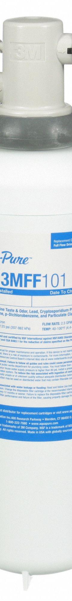 3M AQUA-PURE Water Filtration System: 0.2 micron Micron Rating, 6,000 gal Service Life - Gallons (MPN 5616318). Key specifications — Filter Media: Pleated Membrane; Reduces: Chlorine Odor.