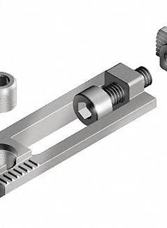 Milling Connector: Milling Connector, 45 Series, 59 mm x 19.5 mm x 5.5 mm, For 10 mm Slot Wd, Gray (MPN 099D1045TM0630). Key specifications — Material: Aluminum; Brand: FATH INC.; Finish: Zinc-Plated.