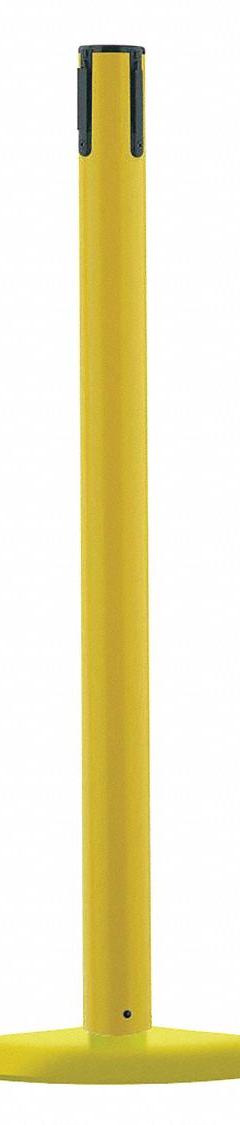 TENSABARRIER Single Belt Receiver Post: Round Flat, 37 1/2 in Post Ht, Yellow, Plastic, Flat (MPN 875-35-RCV). Key specifications — Brand: TENSABARRIER; Post Color: Yellow; Post Material: Plastic; Base Material: Cast Iron; Base Shape: Flat.