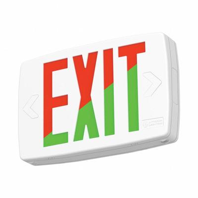 ACUITY BRANDS Emergency Exit Sign: Emergency Battery Backup, LED/Incandescent, White - Plastic Lighted Exit Signs