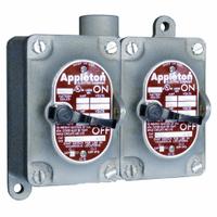 APPLETON ELECTRIC Tumbler Switch: 2 Gang, 2-Pole, 20 A, 277 V AC, Dead-End Hub, 1 in Hub Size (MPN EDS210-F2). Key specifications — attr211272: APPLETON ELECTRIC.