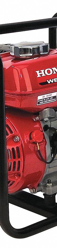 HONDA Engine Driven Pump: 3 1/2 hp, 2 in MNPT, 2 in MNPT, 131 gpm Flow Rate @ 20 Ft. of Head, Open (MPN WB20XT4A). Key specifications — Volute Material: Cast Iron; Ignition Type: Recoil-Start; Brand: HONDA; Kit Components: Hose Clamps and Strainer.