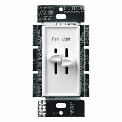 LUTRON Speed and Light Control: Rocker/Single Slide, SPST, 2 Switches or Dials - Dual Slide Fan & Light Controls