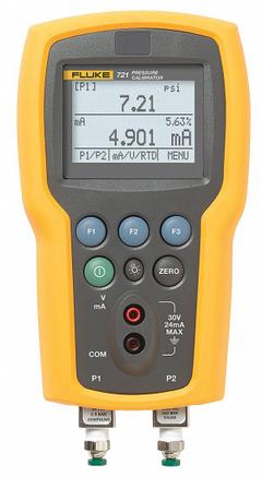 FLUKE Handheld Pressure Calibrator: FLUKE-721-3615, HART, Included, Carrying Case/Test Leads, IP40. Key specifications — Manufacturer Part Number: FLUKE-721-3615; Pressure Measuring Units: psi; Brand: FLUKE; Includes: Test Leads; Pressure Measurement Accuracy: 0.025% Full Scale; Communication Protocol: HART; Intrinsic Safety: No.