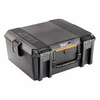 PELICAN Protective Case: Solid, Black, Stationary, 15.27 lb Wt, Plastic, Polyurethane, Solid (MPN V600). Key specifications — Closure Type: (4) Push Button Latches; Brand: PELICAN.