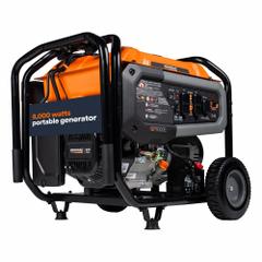 GENERAC Portable Generator: Conventional, Gasoline, 8,000 W Running, 10,000 W Starting, 120/240V AC (MPN 8929). Key specifications — CARB Compliant: Yes; Includes GFCI Outlets: No; Parallel Configuration Capable: Yes; Rated Voltage: 120/240V AC; Carbon Monoxide (CO) Shutdown: Yes; Generator Brand: Generac.