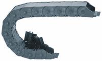 IGUS Cable and Hose Carrier: 1 Channels, 6.89 in Cavity Wd, 1.77 in Cavity Ht, 48 in, Plastic (MPN 3480-175-100-0-4). Key specifications — Length: 48 in; Brand: IGUS; Style: Enclosed; Crossbar Style: Hinged Snap-On; Color: Black; Crossbar Opening Design: Opens Inside; Mounting Bracket Design: Pivoting; Mounting Brackets Included: No.