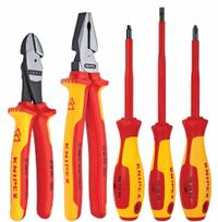 KNIPEX Insulated Tool Kit: Insulated, 5 Total Pcs, Drivers and Bits/Pliers (MPN 9K 98 98 21 US). Key specifications — attr541600: Lineman's Pliers; attr541603: None; attr541599: None; attr541604: None; attr541515: KNIPEX; attr548994: (1) Phillips Screwdriver.