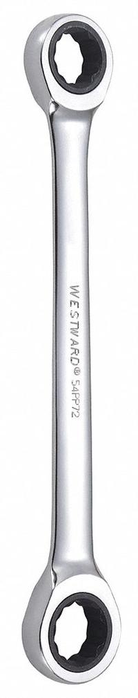 WESTWARD Box End Wrench: Alloy Steel, Chrome, 17 mm_19 mm Head Size, 9 in Overall Lg, Std (MPN 54PP72). Key specifications — attr309490: Chrome; attr309484: No; attr309492: No; attr309489: Alloy Steel; attr324928: WESTWARD.