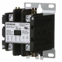 SIEMENS Definite Purpose Contactor: 2 Poles, 120V AC, 40 A, Non-Reversing, Std Contactor Frame Size (MPN 42CF15AF). Key specifications — Brand: SIEMENS; Coil Voltage: 110/110-120V AC; Mounting Style: Surface; Terminal Connection Type: Quick Disconnect and Screw/Box Lug; Maximum Voltage Rating: 600V AC; Series: 42 Series; Phase: Single; Main Pole Contact Form: 2NO.