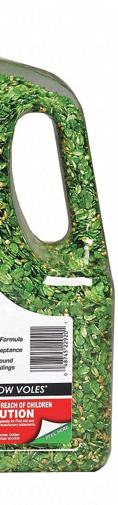 TOMCAT Rodenticide: Jug, 5 lb Container Size, Bromethalin, Seed and Grain, 9 3/4 in Overall Ht (MPN 22920). Key specifications — Color: Green; Brand: TOMCAT; Container Type: Jug; Form: Seed and Grain; Active Ingredients: Bromethalin.