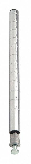 QUANTUM STORAGE SYSTEMS Shelving Post: 63 in x 1 in, Steel, Split Sleeve, Silver, 2 Posts (MPN P63S-2). Key specifications — Brand: QUANTUM STORAGE SYSTEMS; Recommended Environments: Harsh; Leveling Feet Included: Yes; Color: Silver; Finish: Stainless Steel; Material: Steel.