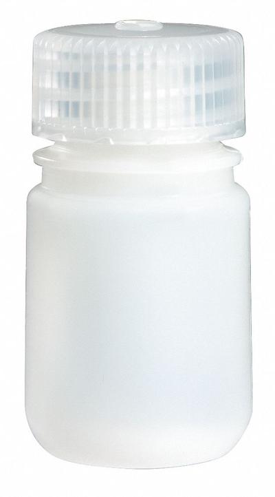 NALGENE Sampling Bottle: HDPE, 30 mL, 1 fl oz, Closure Included, Natural, 28-415 - HDPE Wide Mouth Round Lab Bottles