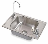 ELKAY Classroom Sink: Single Manual Handle, Lever, 25 in Overall Lg, 17 in Overall Wd, Silver, 20 ga (MPN CDKAD251765C). Key specifications — Brand: ELKAY; Sink Material: Stainless Steel.