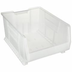 AKRO-MILS Super Size Bin: 23 7/8 in Overall Lg, 18 1/4 in x 12 in, Clear, Stacking Capable (MPN 30289SCLAR). Key specifications — Mobility: Stationary; Material: Plastic; Brand: AKRO-MILS; Stackable: Stacking Capable.