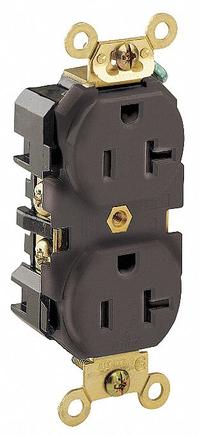 LEVITON Receptacle: Duplex, 5-20, Brown, 125V AC, 20 A, 2 Pole / 3 Wire (MPN 5362)