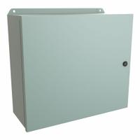 HAMMOND Electrical Enclosure: Steel, 14 in x 16 in x 6 in, NEMA 12/13/3R/4, w/Panel, Solid Cover (MPN EJ14166). Key specifications — Closure Method: Latches; Brand: HAMMOND; Knockouts: Not Included.