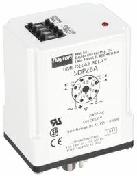 DAYTON Single Function Time Delay Relay: Socket Mounted, 240V AC, 10 A, 8 Pins/Terminals, On Delay (MPN 5DPZ6). Key specifications — Brand: DAYTON.