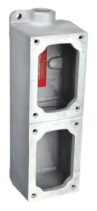 APPLETON ELECTRIC Mounting Body: 2 Gangs, Iron, 3/4 in Hub Size, Dead End, 12 1/16 in Overall Ht (MPN EDS277). Key specifications — Brand: APPLETON ELECTRIC; Hub Type: Dead End.