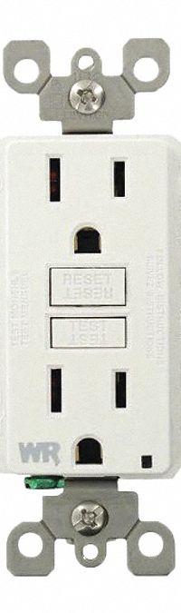 LEVITON GFI Receptacle: Decorator Duplex, 5-15, White, GFCI, 125V AC, 15 A, 2 Pole / 3 Wire (MPN GFWR1-W)