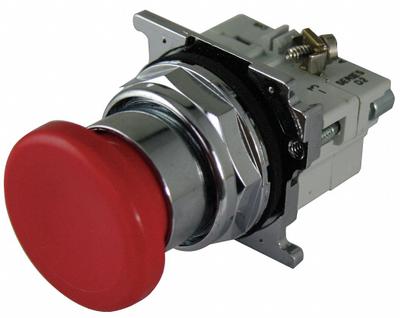EATON Mushroom Head Push Button: Non-Illuminated, Mushroom Head Profile, Metallic - Mushroom-Head Push Buttons
