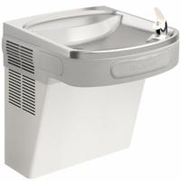 ELKAY Drinking Fountain: On-Wall, 19 13/16 in Ht, Front Pushbar, 8 gph @ 50°F, Silver (MPN EZS8S). Key specifications — Housing Color: Silver; Brand: ELKAY; Housing Material: Stainless Steel; Housing Finish: Plain; Chilling Capacity: 8 gph @ 50°F.
