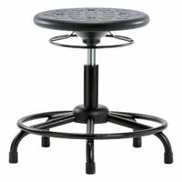 Stool: Polyurethane, Ht Range 18 in to 23 in, 13 in Seat Wd, 13 in Seat Dp, 5 Glides, 0 Casters (MPN IPDHSO-RT-RG-BLK). Key specifications — Brand: APPROVED VENDOR; Foot Support: Yes; Base Material: Steel; ESD-Safe: Not ESD Safe; Number of Casters: 0.