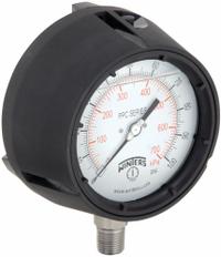 WINTERS Process Pressure Gauge: 0 psi to 100 psi, White, 4 1/2 in Dial, 1/2 in NPT Male, Bottom, PPC (MPN PPC5064G-SG45). Key specifications — Brand: WINTERS; Pointer Color: Black; Accuracy: ±0.5%; Dial Color: White; Gauge Wetted Parts: Stainless Steel; Case Material: Phenolic; Vibration Resistance Properties: Liquid-Filled; Pressure Range: 0 psi to 100 psi.