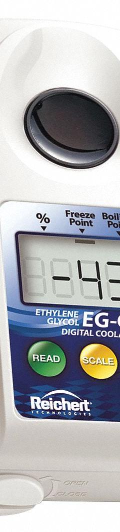 REICHERT Refractometer: Ethylene Glycol/Ethylene Glycol Boiling Point/Ethylene Glycol Freeze Point (MPN 13940025). Key specifications — attr1073899: REICHERT; attr1079772: +/-0.2% EG; attr1136199: 0 % Brix; attr1079778: Automatic; attr1136198: 95 % Brix; attr1079777: 0.002; attr1108250: Ethylene Glycol Freeze Point.
