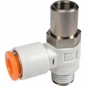 SMC Flow Control Valve: Elbow Fitting - Elbow-Style Speed Control Valves