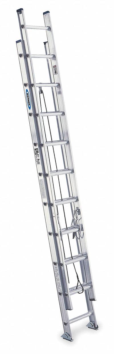 WERNER Extension Ladder: 20 ft Ladder Size, Aluminum, 300 lb Load Capacity, 37 lb Wt - Lightweight Aluminum Extension Ladders