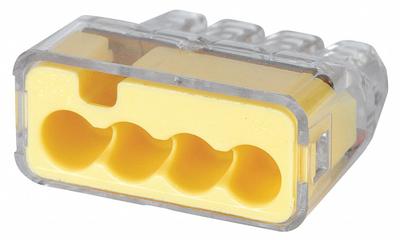 IDEAL Push-In Wire Connector: In-Sure Series, 4 Port, 20 AWG – 12 AWG Solid Wire Size Range - Push-In Connectors